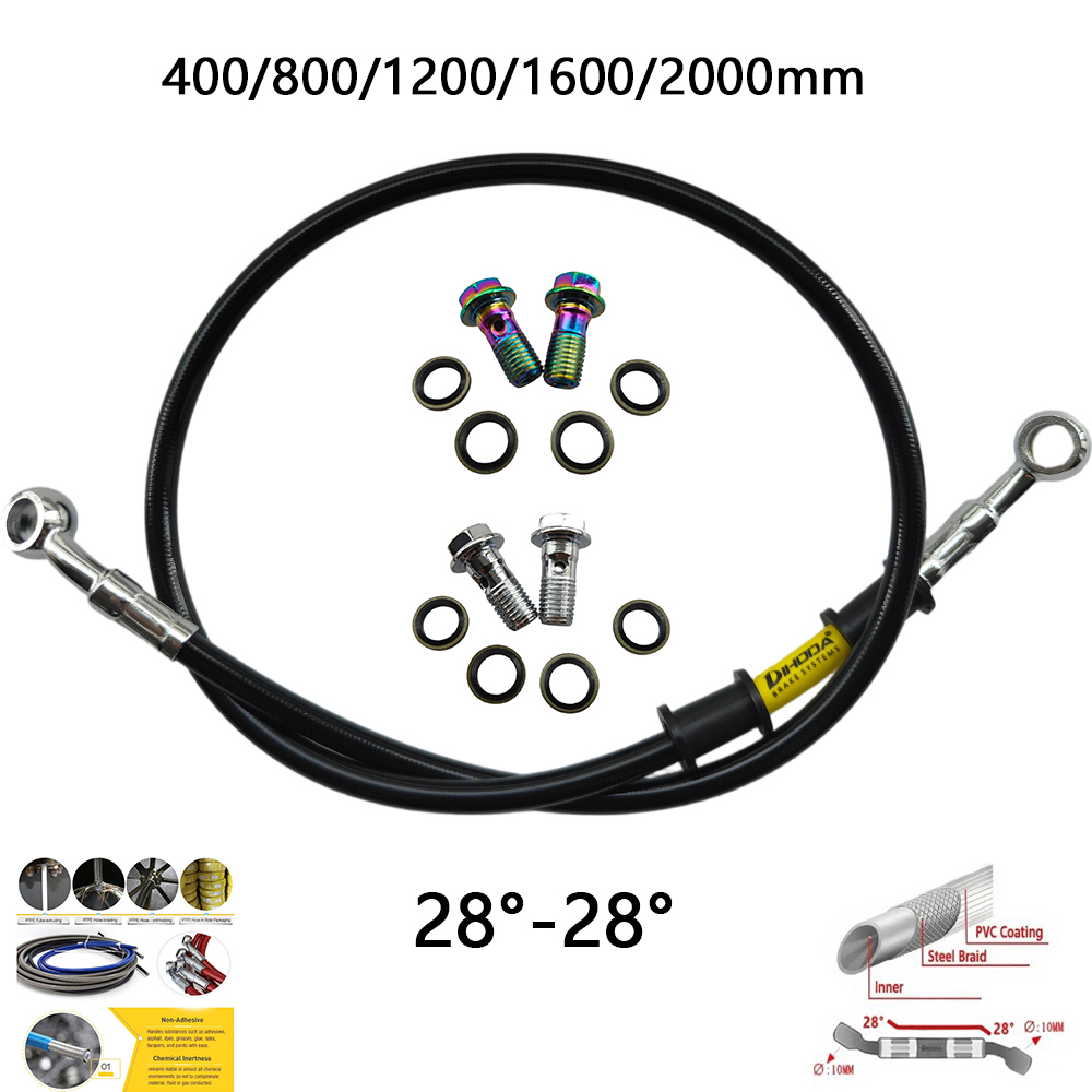 28°-28° Black Braided Stainles - đánh giá và giá Brake Line Motorcycle